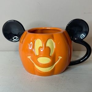 Disney Mickey Mouse Ears Ceramic Halloween Pumpkin Mug Jack O Lantern Coffee Cup